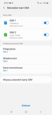 Ustawienia dwóch kart SIM | Połączenia głosowe