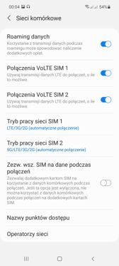 Ustawienia dwóch kart SIM | Połączenia głosowe