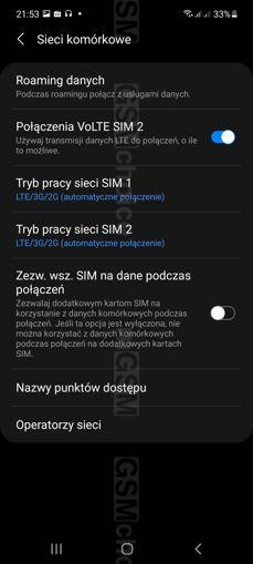 Ustawienia połączeń i dwóch kart SIM