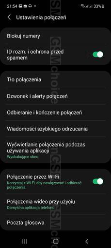 Ustawienia połączeń i dwóch kart SIM