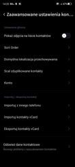 Menu ustawień i dialer