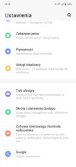 Menu ustawień