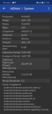 Huawei P50 Pro - konfiguracja sprzętowa (AIDA64)
