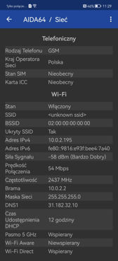 Huawei P50 Pro - konfiguracja sprzętowa (AIDA64)