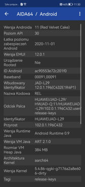 Huawei P50 Pro - konfiguracja sprzętowa (AIDA64)