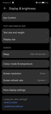 Huawei P50 Pro - ustawienia wyświetlacza