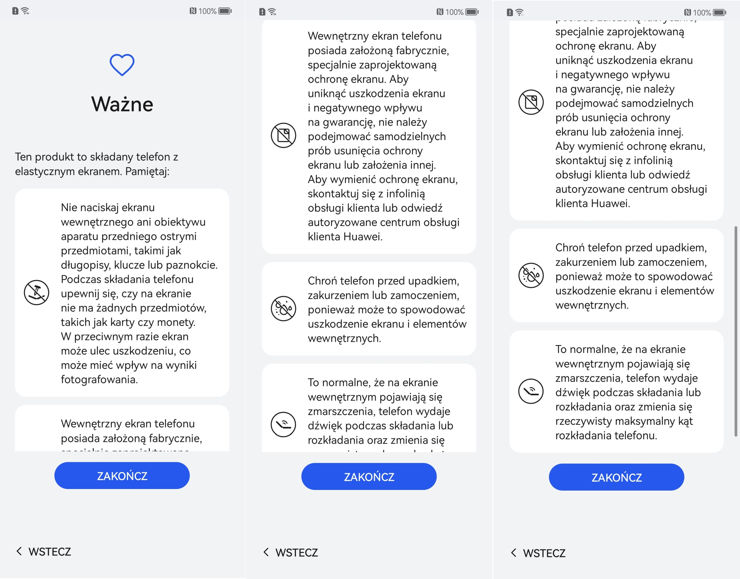 Ostrzerzenia z pudełka są wyświetlane również podczas konfiguracji