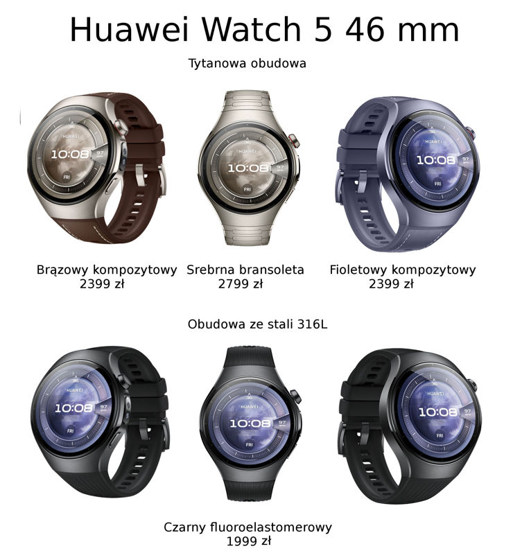 Huawei Watch 5 - ceny wariantów 46 mm
