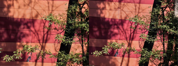 1x, powiększenia 2x, 4x i 10x; po lewej Pro, po prawej Ultra 1x, powiększenia 2x, 4x i 10x; po lewej Pro, po prawej Ultra