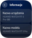 Huawei Watch Fit 5 Pro - elementy interfejsu
