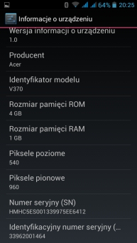 Interfejs Acera Liquid E2 Interfejs Acera Liquid E2