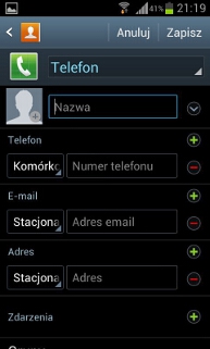 Dodawanie nowego kontaktu