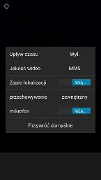 Menu kamery
