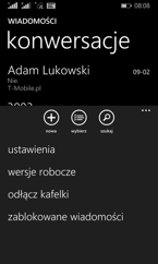 Kafelki z rozmowami i wiadomościami można łączyć i rozłączać Kafelki z rozmowami i wiadomościami można łączyć i rozłączać