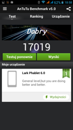 Wyniki benchmarków: 3DMark, Quadrant, Antutu, CF-Bench, Vellamo, BaseMark