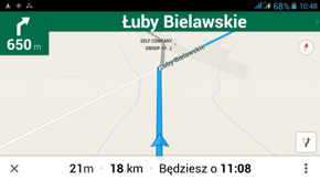 Aplikacje do nawigacji: Navigo (lewa kolumna) i Mapy Google (prawa kolumna)