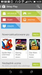 Wybrane usługi Google: Dysk, Wyszukiwanie głosowe, Kiosk,Google+, YouTube, Mapy, Sklep