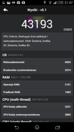 Wyniki benchmarków: Antutu, Basemark OS, Geekbench 3, Quadrant, Vellamo, CF Bench