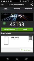 Wyniki benchmarków: Antutu, Basemark OS, Geekbench 3, Quadrant, Vellamo, CF Bench