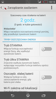 Porónanie czasów pracy w trybie normalnym, w trybie STAMINA i w trybie Ultra STAMINA