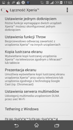 Opcje komunikacji: Łączność Xperia, GPS, sieci, hotspot Wi-Fi, Wiadomości