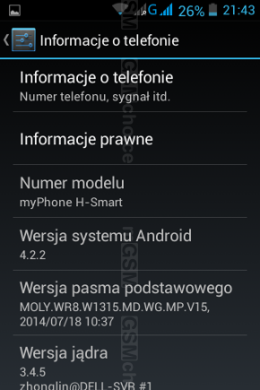 Menu - informacje, czcionka