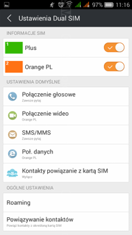Ustawienia Dual SIM Ustawienia Dual SIM