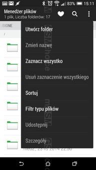 Interfejs: menedżer plików, pasek powiadomień Interfejs: menedżer plików, pasek powiadomień