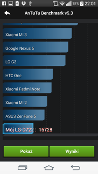 Wyniki benchmarku G3S