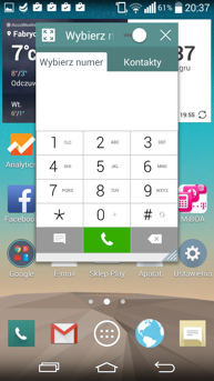 Menu smartfonu G3S