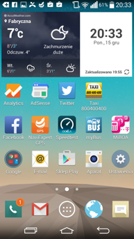 Menu smartfonu G3S