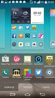 Menu smartfonu G3S