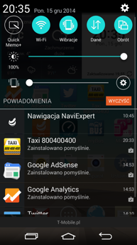 Menu smartfonu G3S