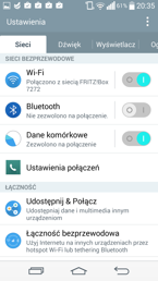 Menu ustawień G3S podzielono na cztery zakładki