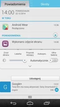 Interfejs: powiadomienia, przełączniki, ustawienia