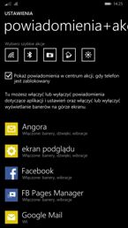 Akcje, tryb jazdy, motywy i ustawienia