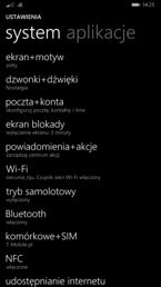 Akcje, tryb jazdy, motywy i ustawienia