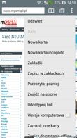 Wybrane aplikacje: latarka, kalkulator, przeglądarka internetowa, Omlet Chat, Pogoda