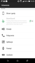 Menu ustawień
