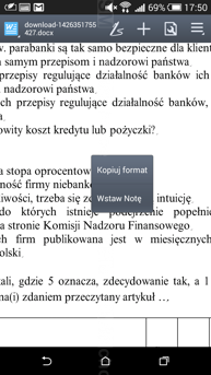 Korzystając z Desire 816 można edytować tzw. dokumenty biurowe