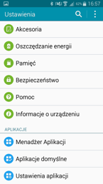 Menu ustawień