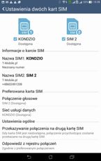 Ustawienia, menu DualSIM, zarządzanie energią