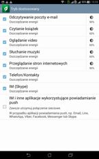 Ustawienia, menu DualSIM, zarządzanie energią