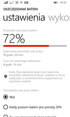 Opcje związane z baterią