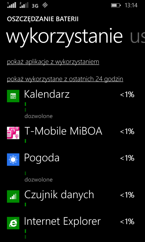 Opcje związane z baterią