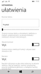 Ustawienia kolorystyki, a także opcji dużego kontrastu