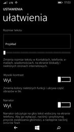 Ustawienia kolorystyki, a także opcji dużego kontrastu