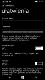 Ustawienia kolorystyki, a także opcji dużego kontrastu