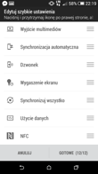 Ustawienia w menu