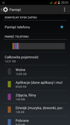 Pamięć i menu aplikacji